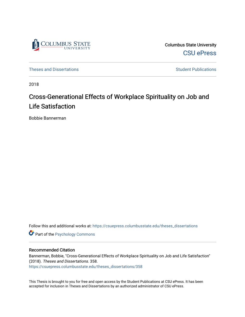 Cross-Generational Effects of Workplace Spirituality on Job and Life Satisfaction