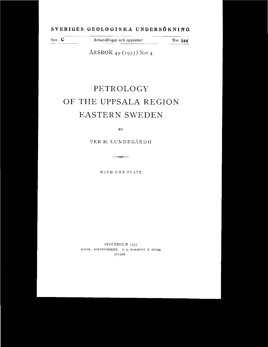 Petrology of the Uppsala Region Eastern Sweden