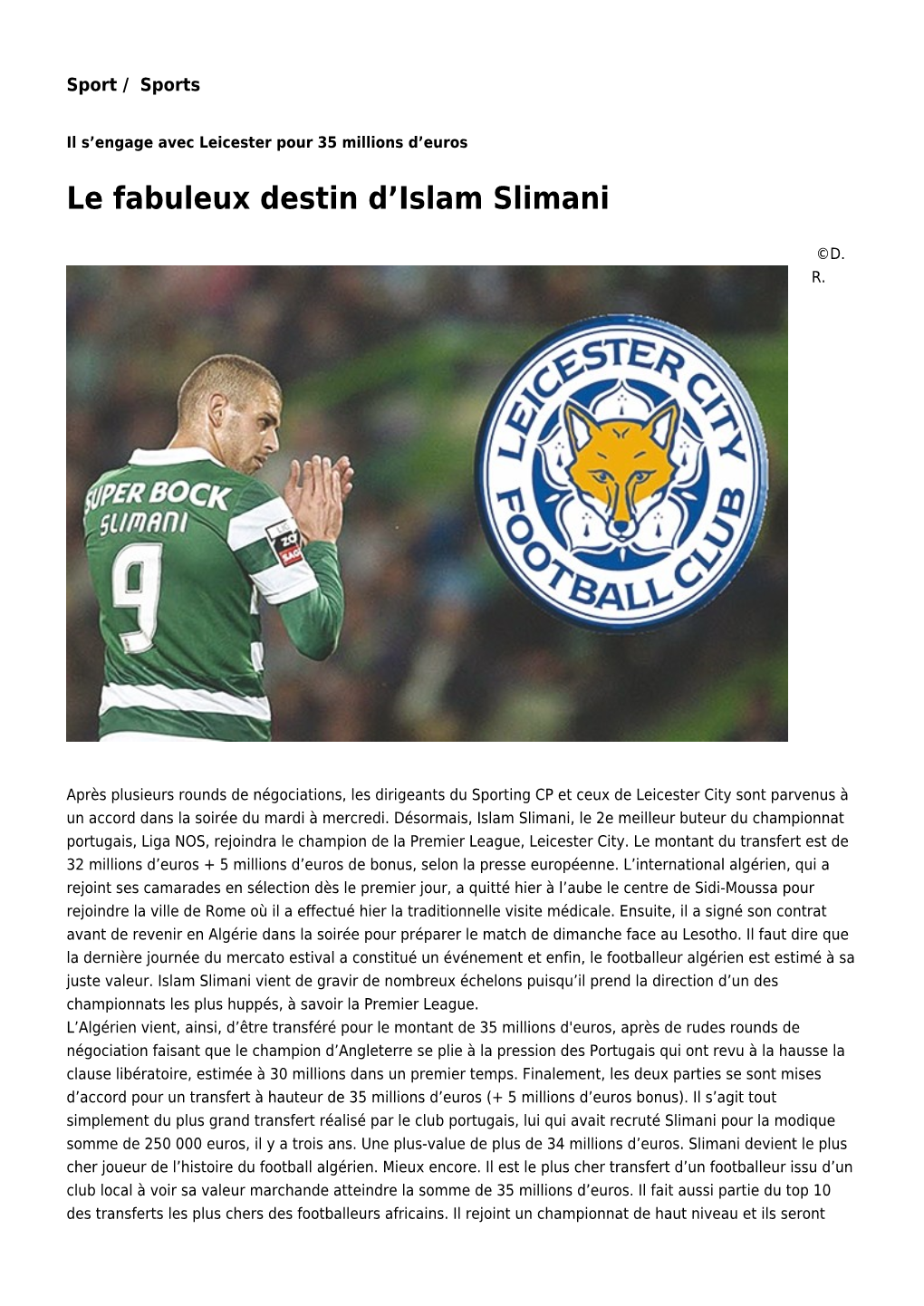 Le Fabuleux Destin D'islam Slimani