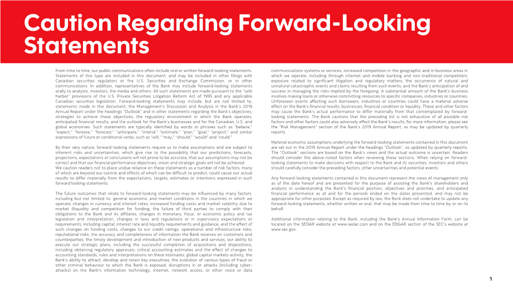 Caution Regarding Forward-Looking Statements