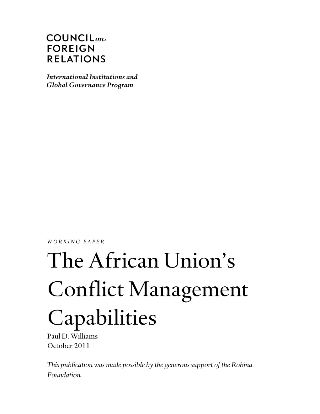 The African Union's Conflict Management Capabilities