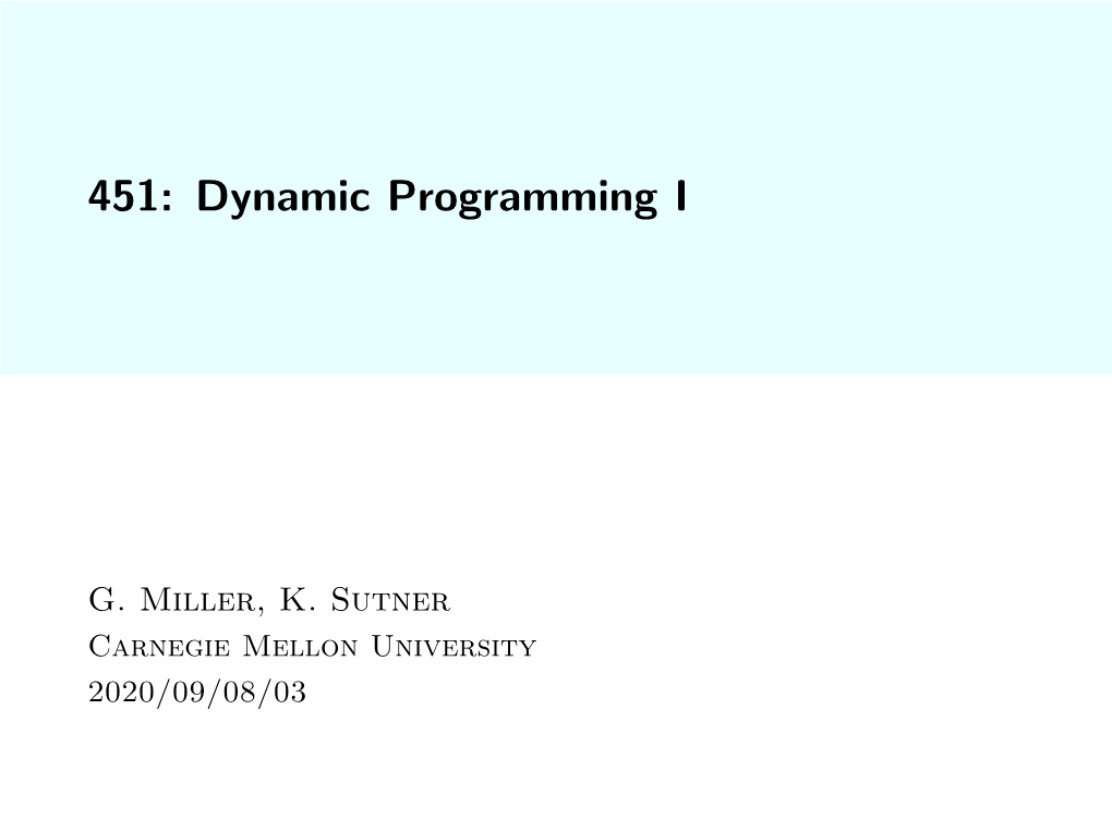 451: Dynamic Programming I