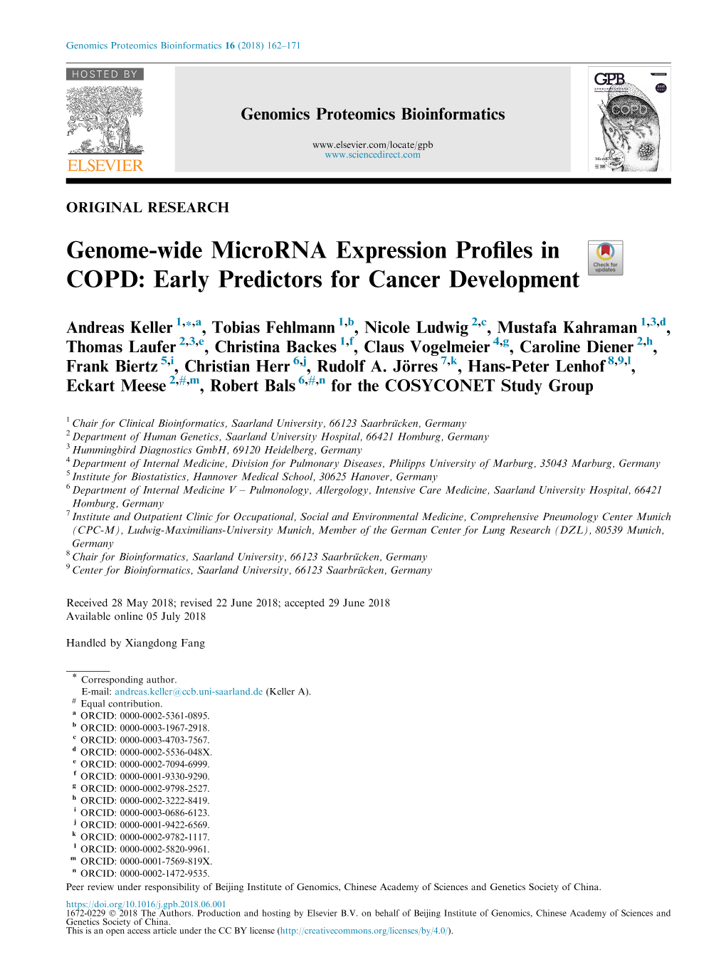 Genome-Wide Microrna Expression Profiles in COPD