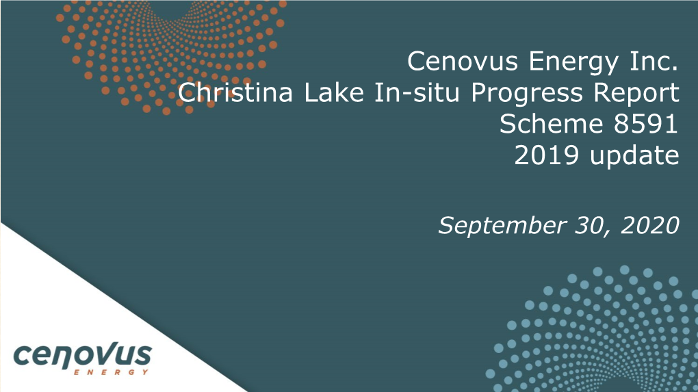Christina Lake In-Situ Progress Report Scheme 8591 2019 Update