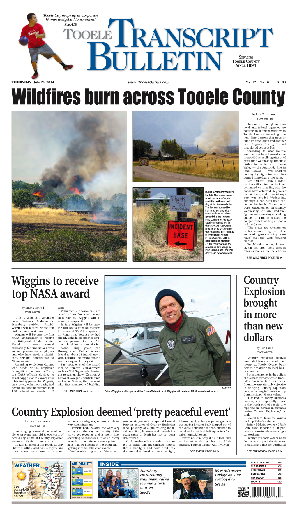 Wildfires Burn Across Tooele County by Lisa Christensen STAFF WRITER