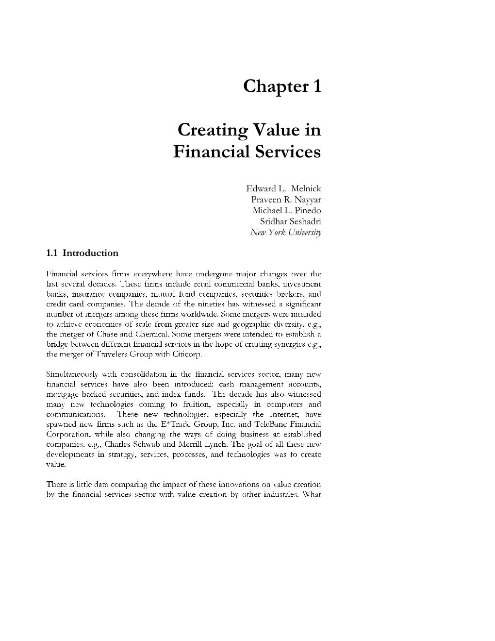 Chapter 1 Creating Value in Financial Services