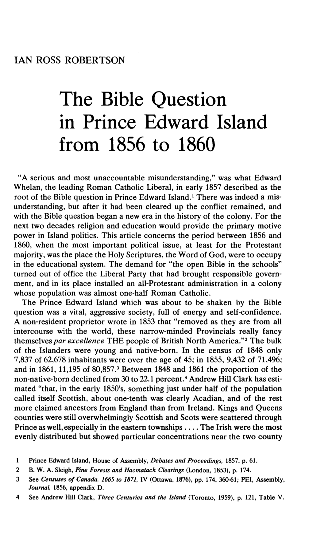 The Bible Question in Prince Edward Island from 1856 to 1860