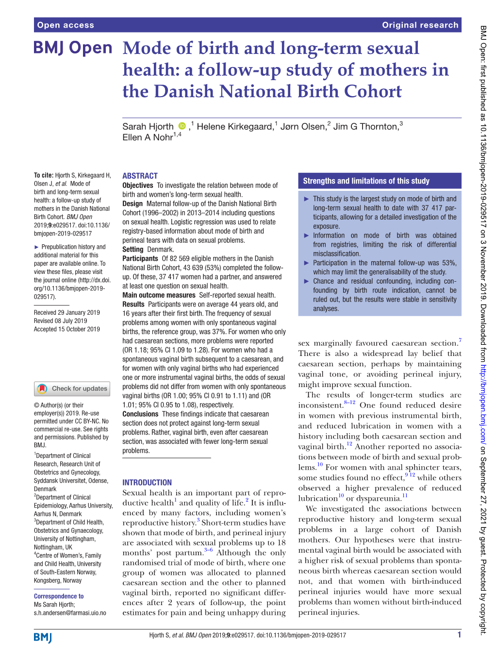 Up Study of Mothers in the Danish National Birth Cohort