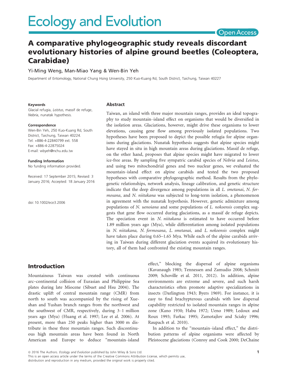 A Comparative Phylogeographic Study Reveals Discordant Evolutionary