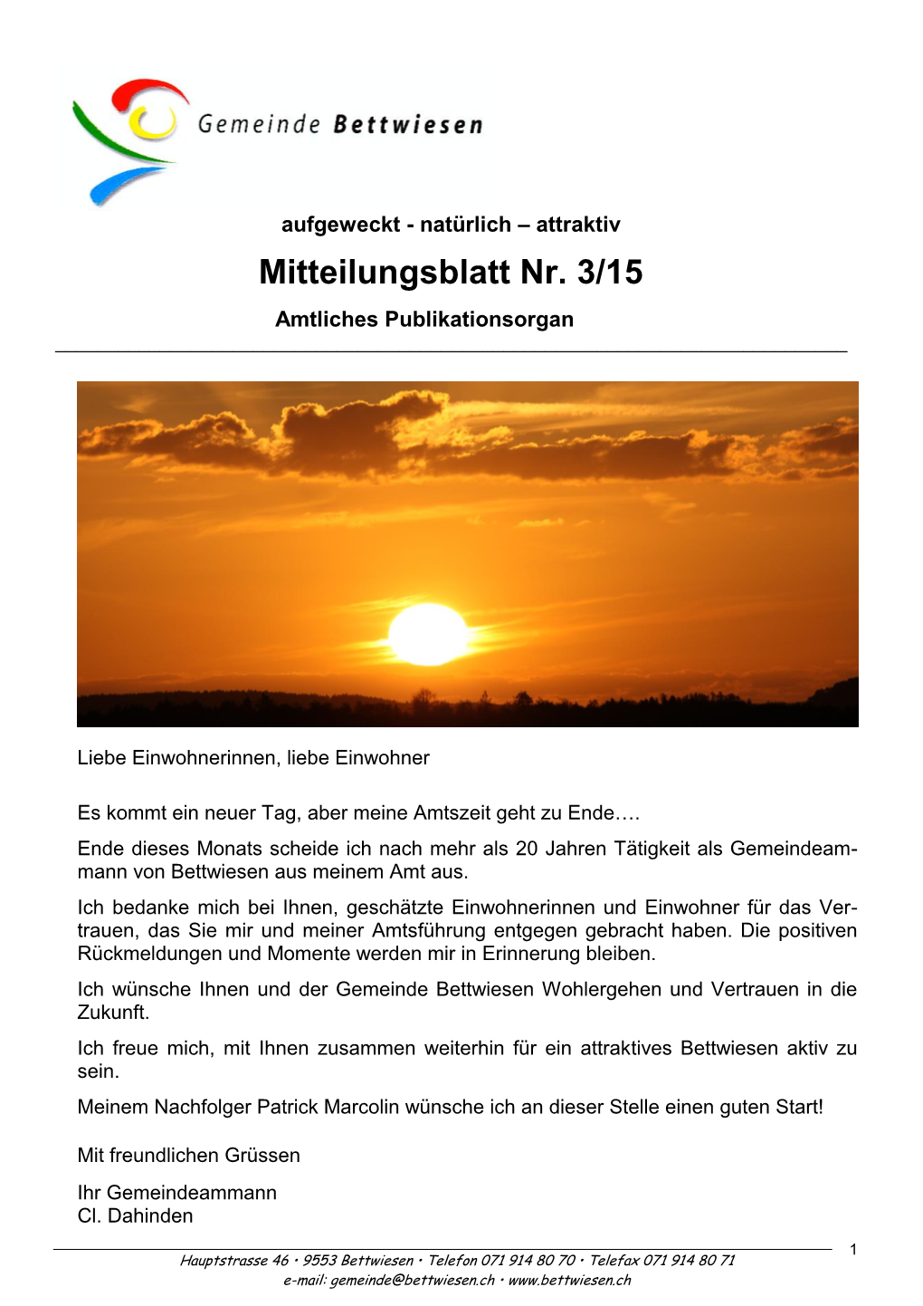 Mitteilungsblatt Nr. 3/15