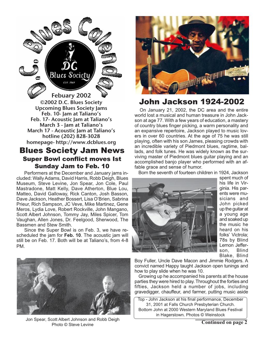 Blues Society Jam News John Jackson 1924-2002