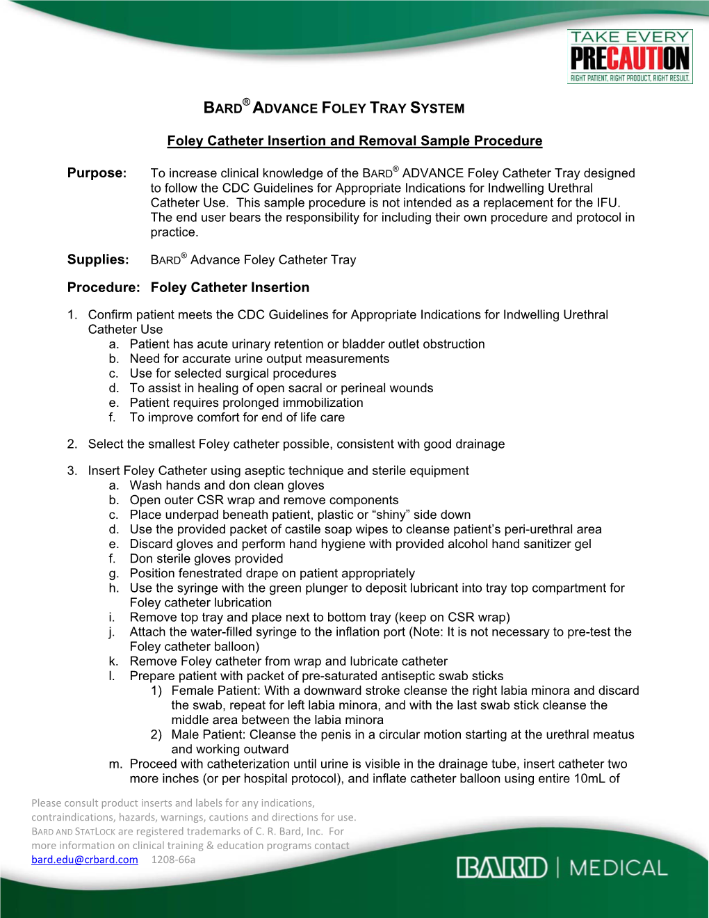 Foley Catheter Insertion and Removal Sample Procedure