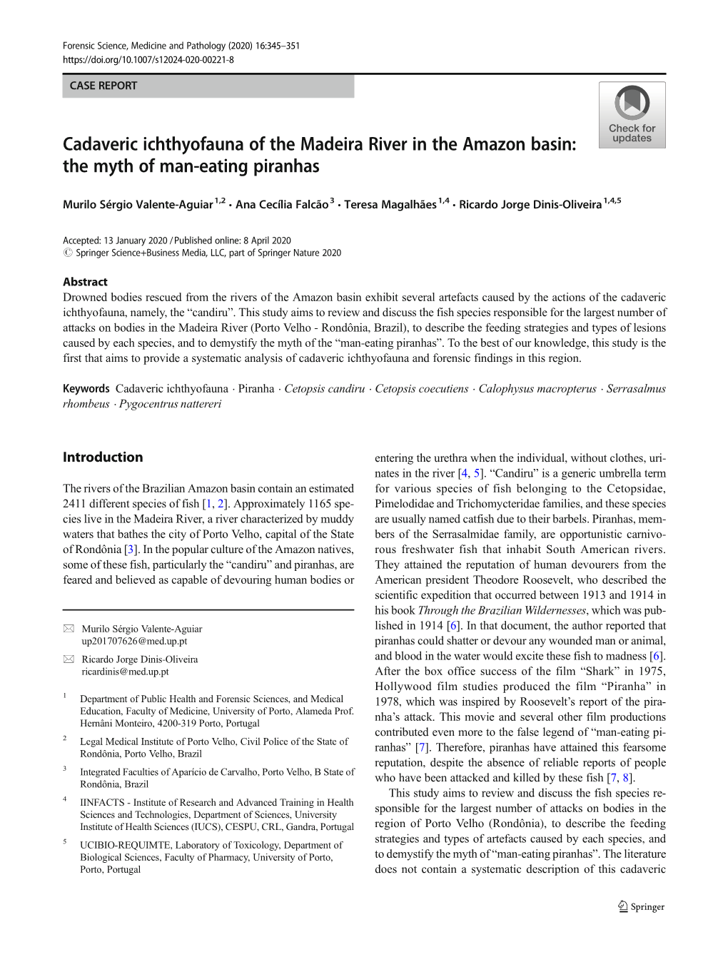 Cadaveric Ichthyofauna of the Madeira River in the Amazon Basin: the Myth of Man-Eating Piranhas