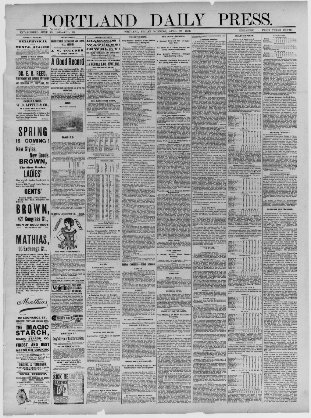 Portland Daily Press: April 30,1886