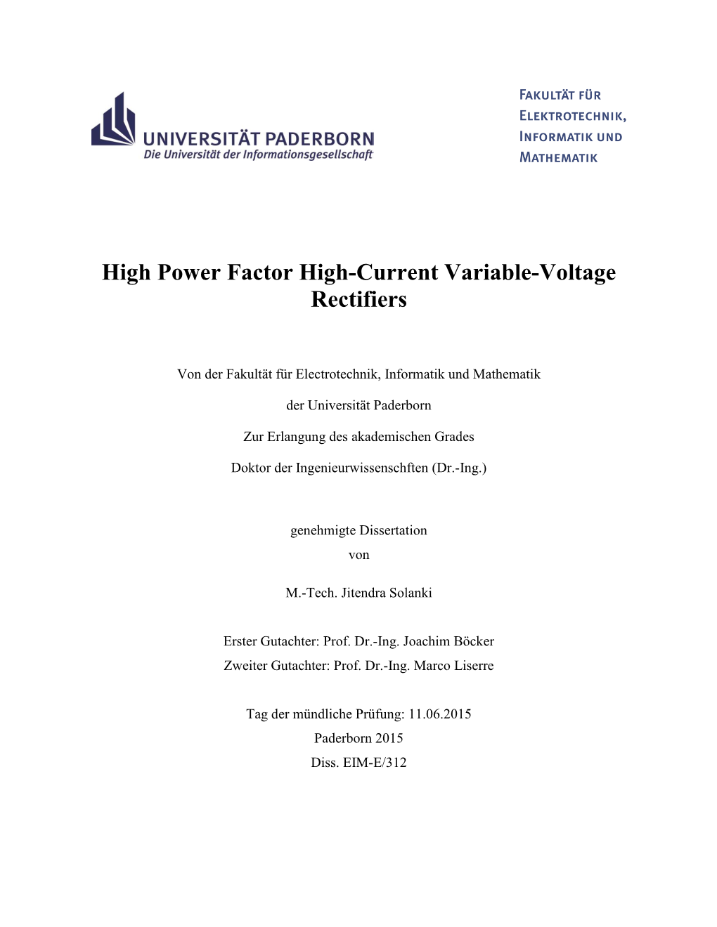 High Power Factor High-Current Variable-Voltage Rectifiers