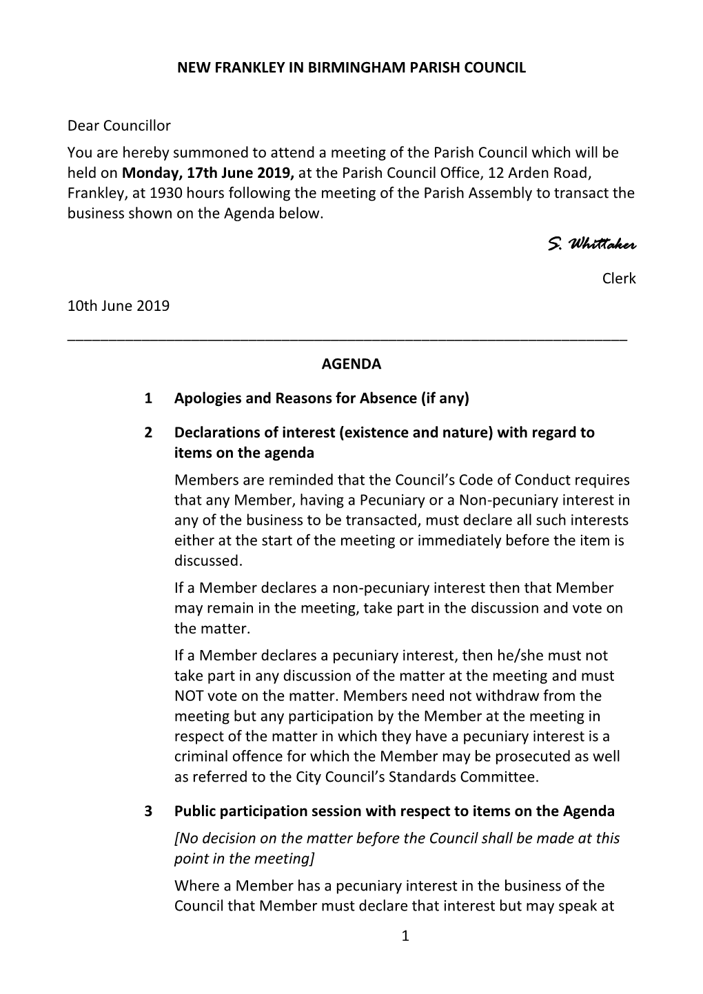 New Frankley in Birmingham Parish Council