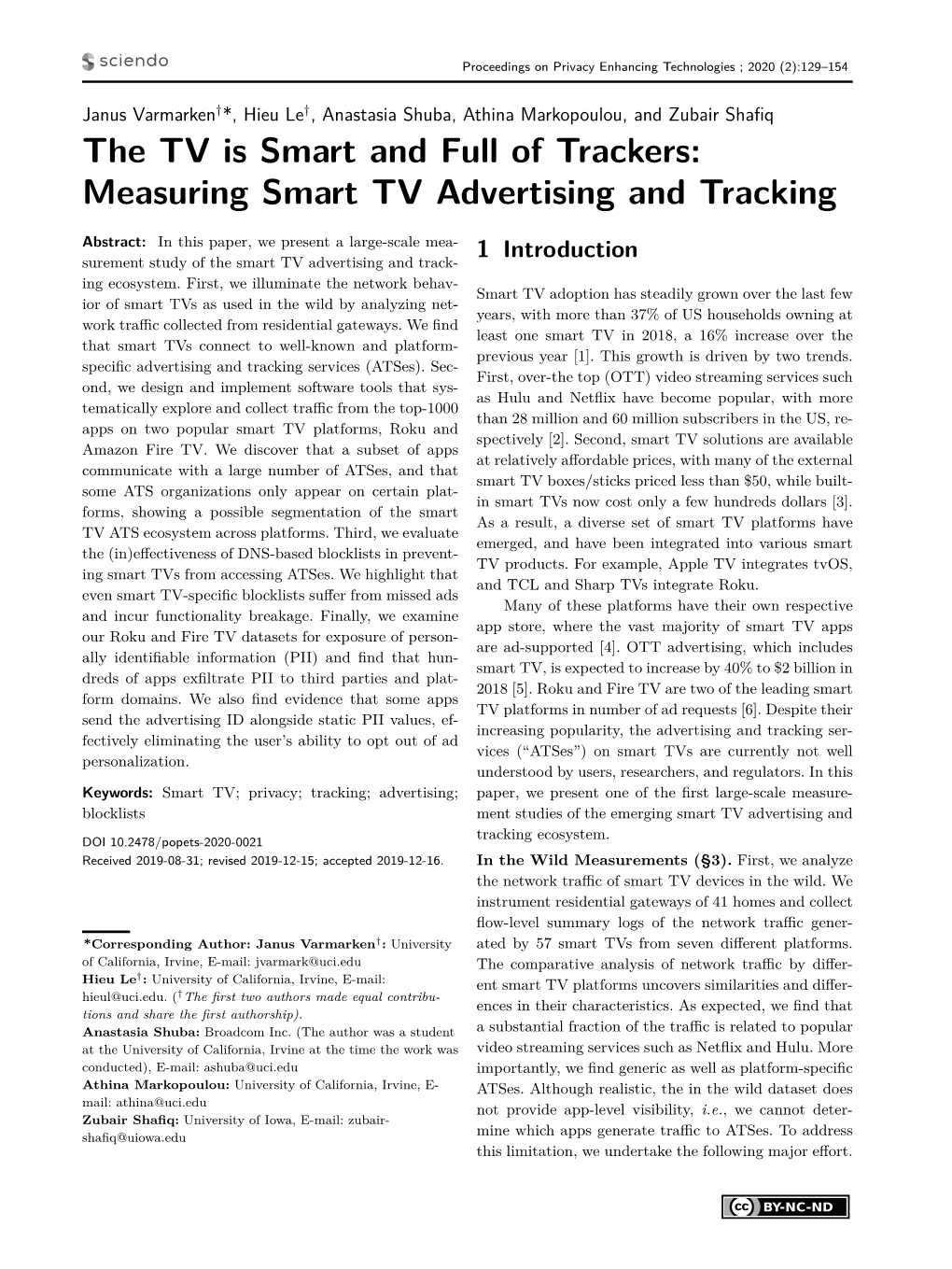 Measuring Smart TV Advertising and Tracking