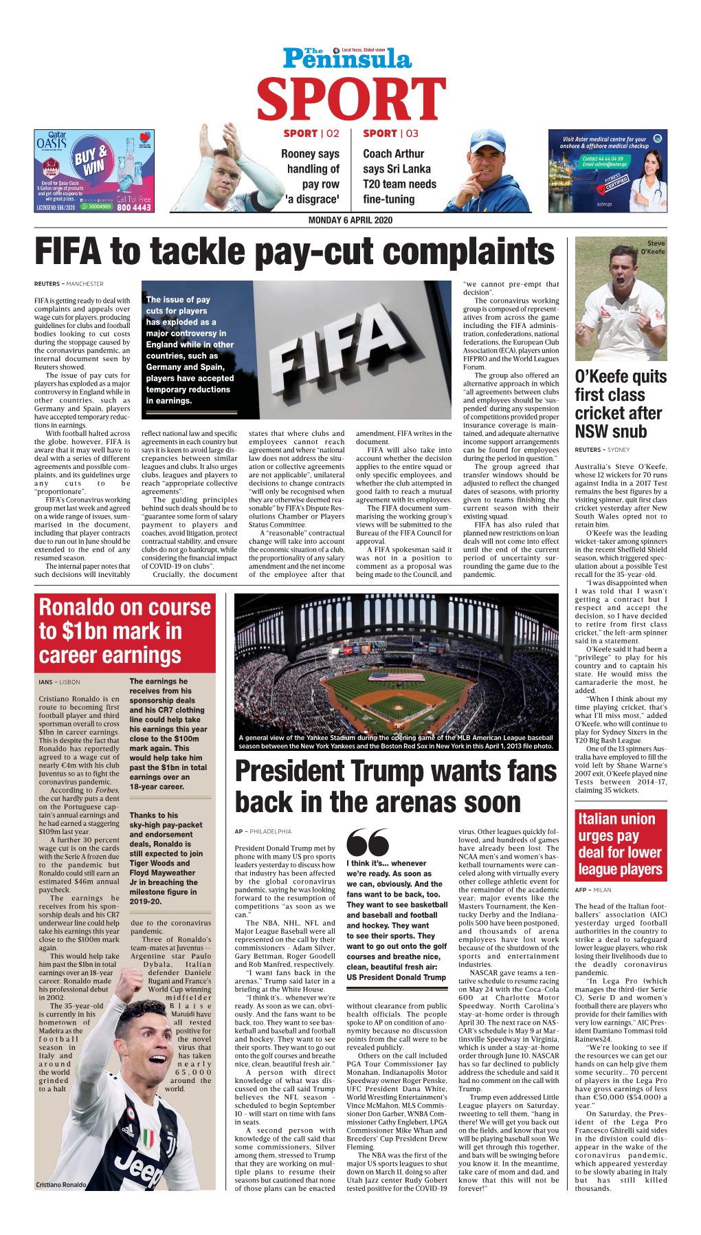 FIFA to Tackle Pay-Cut Complaints O’Keefe