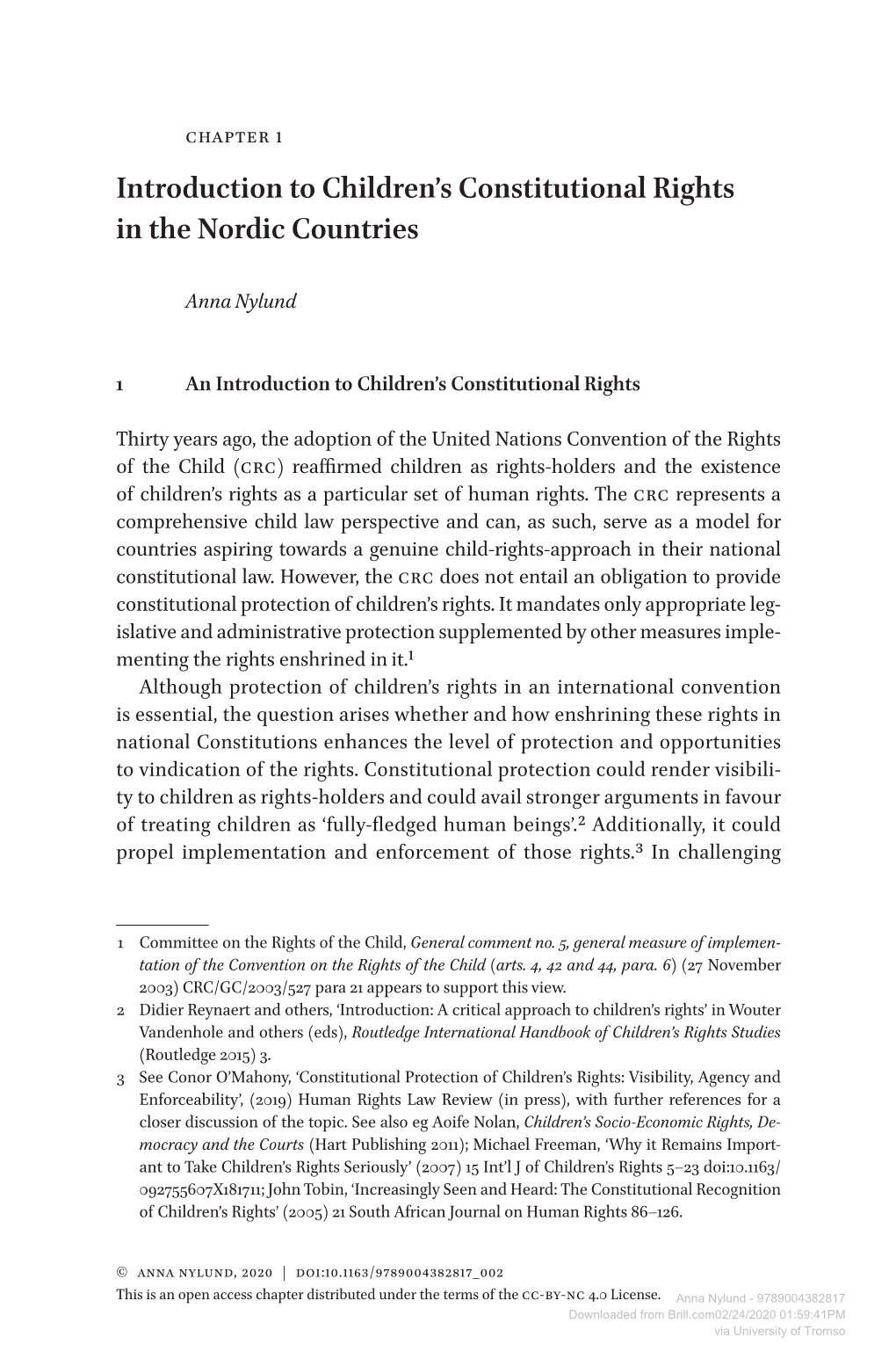 Introduction to Children's Constitutional Rights in the Nordic Countries