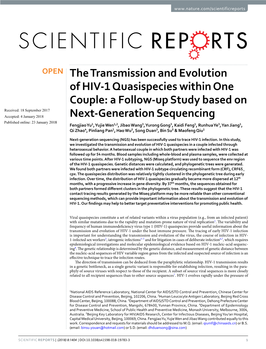 The Transmission and Evolution of HIV-1 Quasispecies Within One