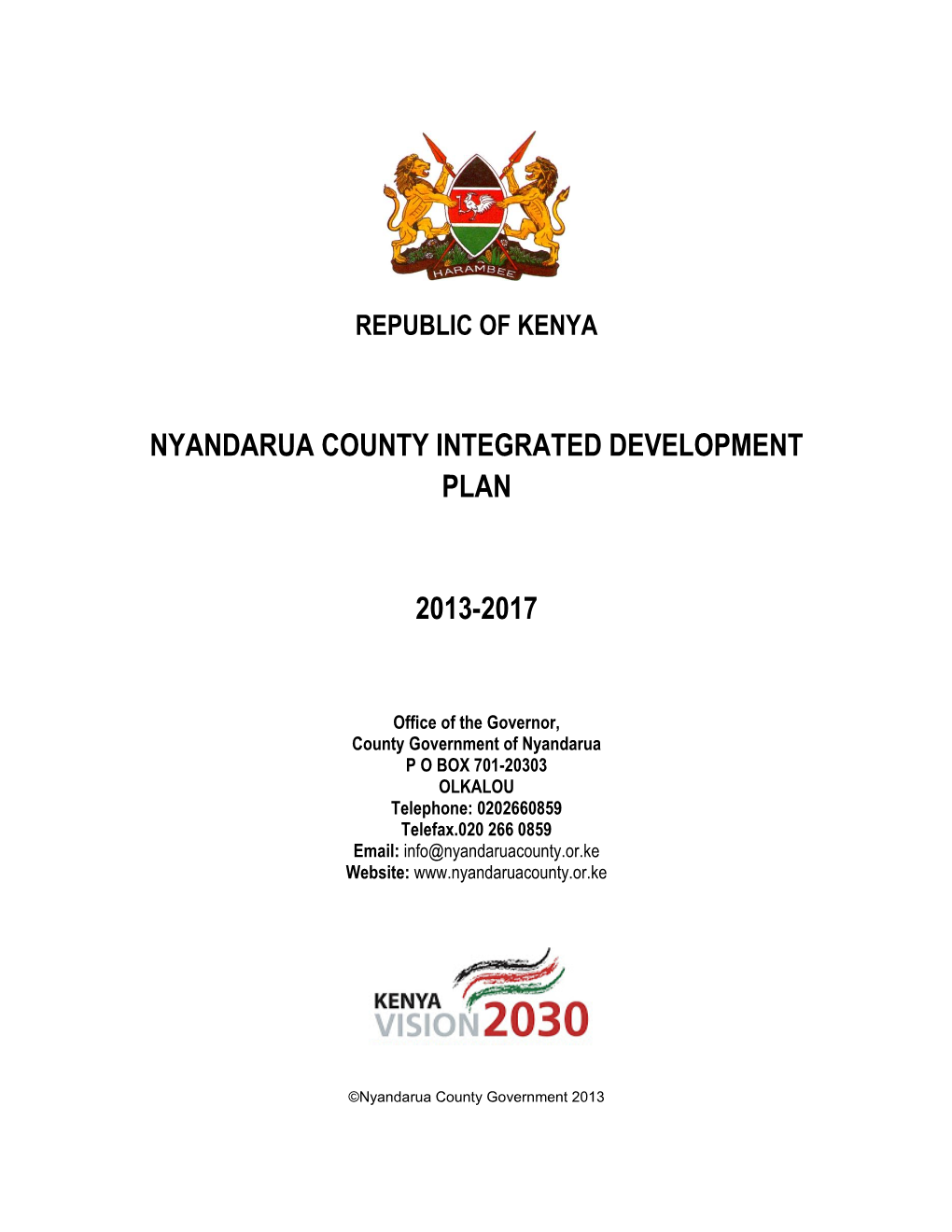 Nyandarua County Integrated Development Plan