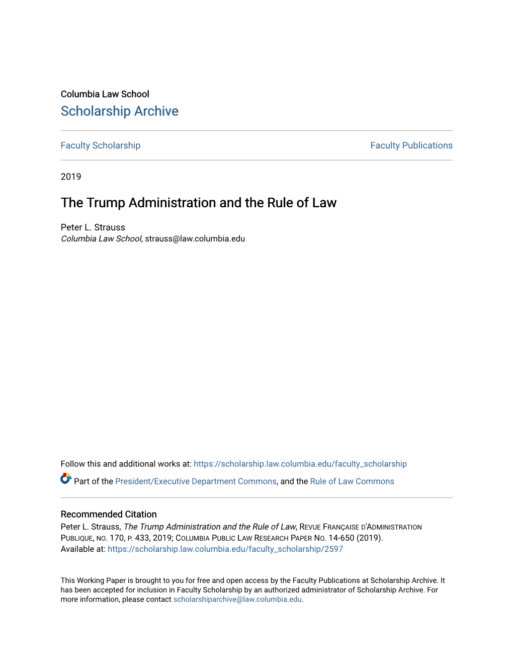 The Trump Administration and the Rule of Law