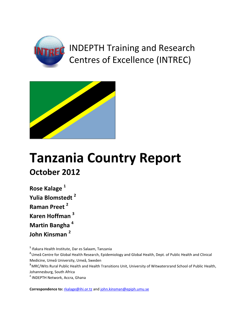 Tanzania Country Report October 2012