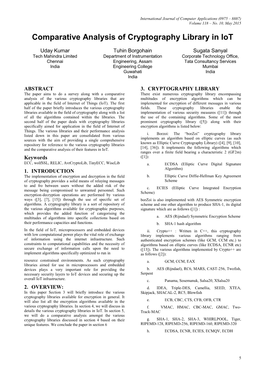 Comparative Analysis of Cryptography Library in Iot