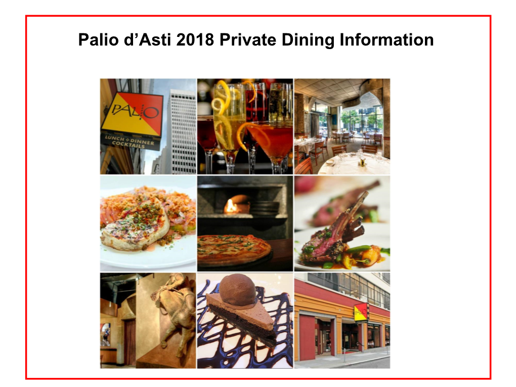 Palio Private Dining Menu Lunch