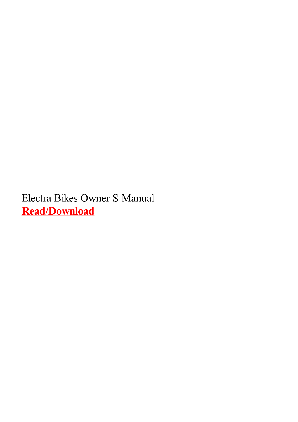 Electra Bikes Owner S Manual