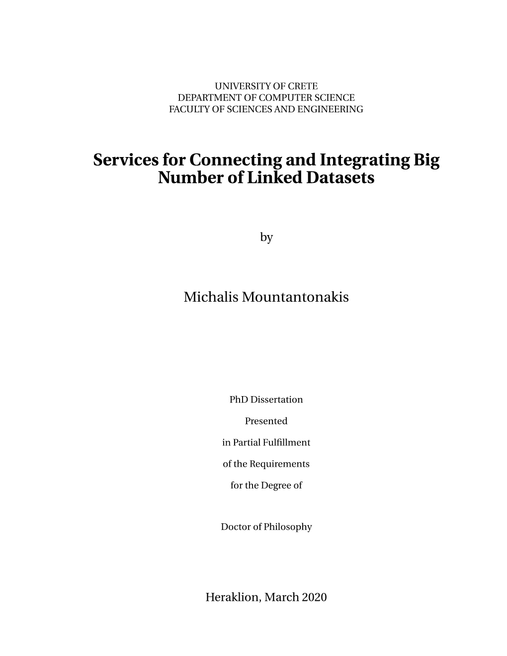 Services for Connecting and Integrating Big Number of Linked Datasets
