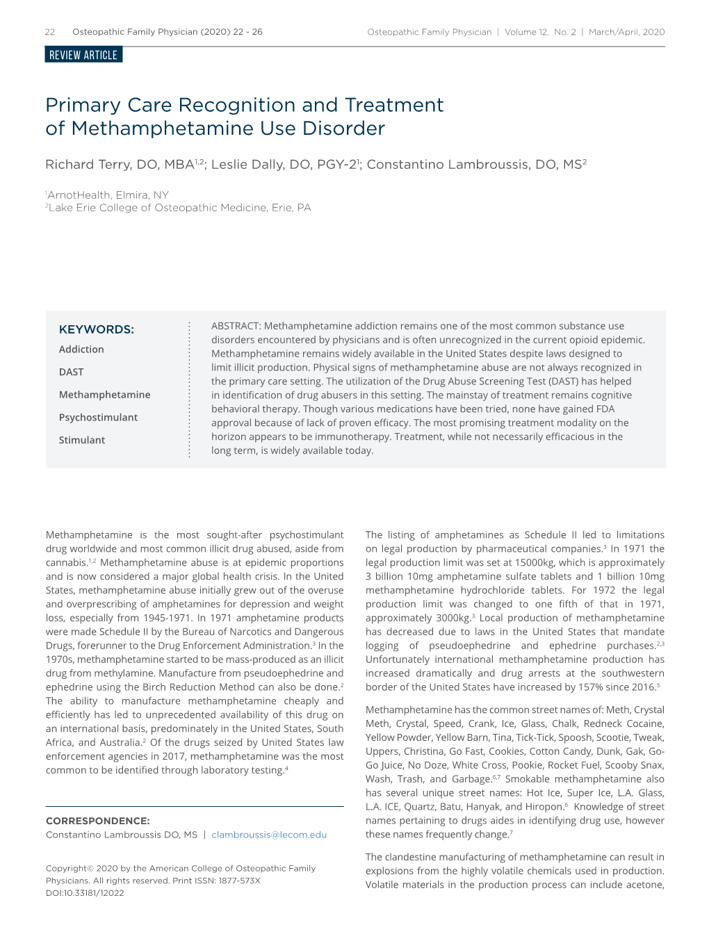 Primary Care Recognition and Treatment of Methamphetamine Use Disorder