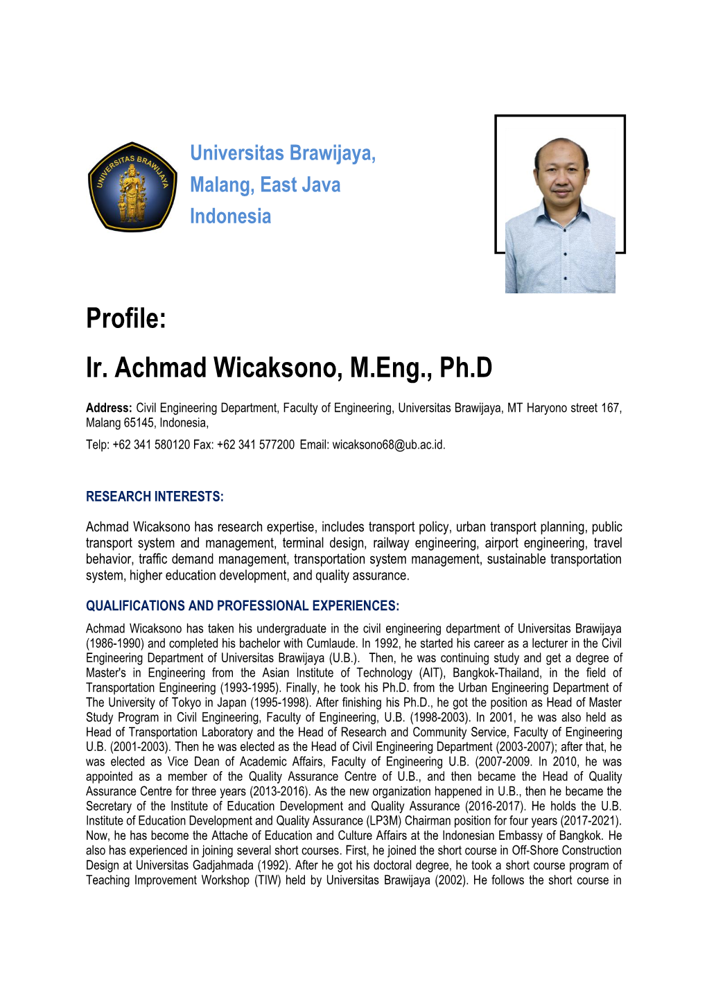 Ir. Achmad Wicaksono, M.Eng., Ph.D