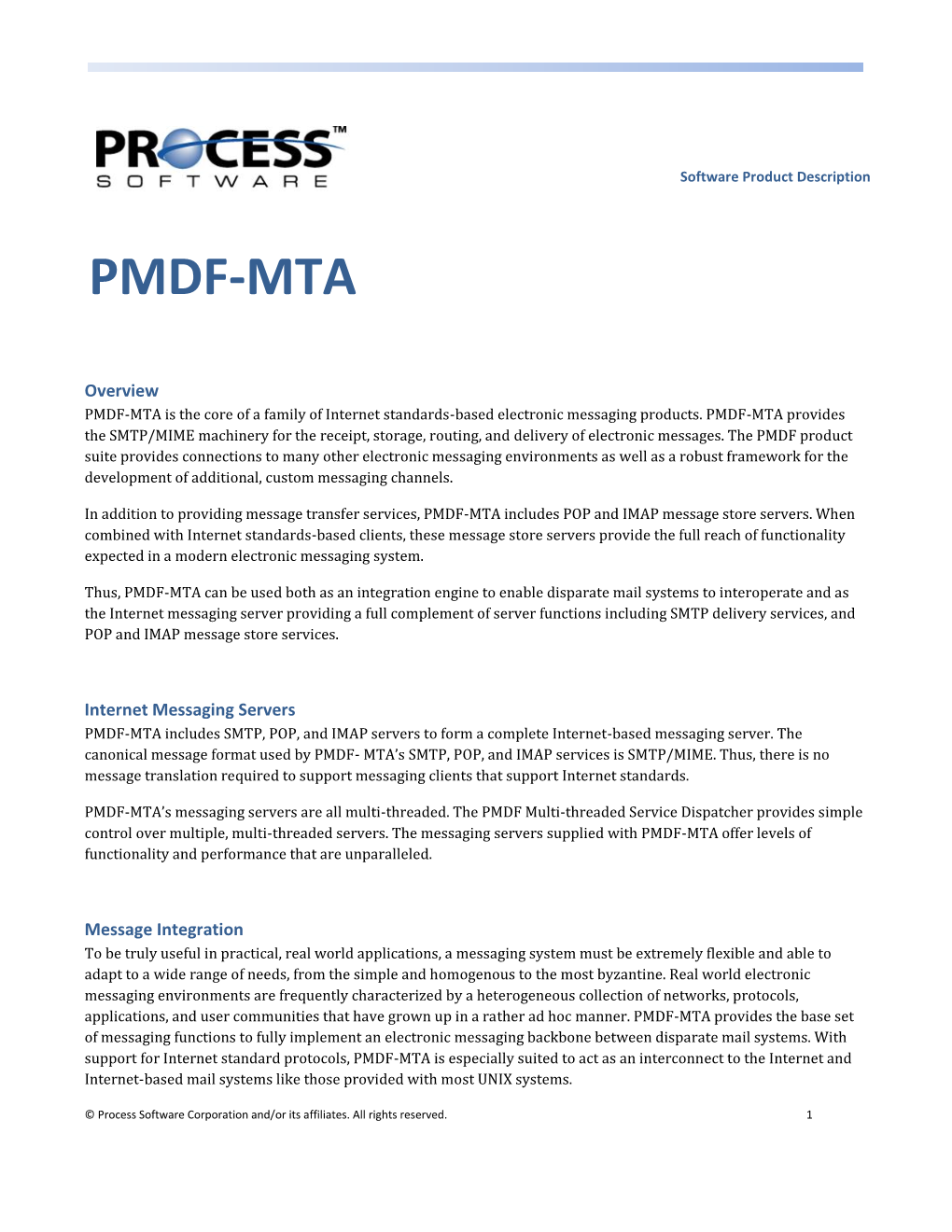 PMDF-MTA Software Product Description (PDF)