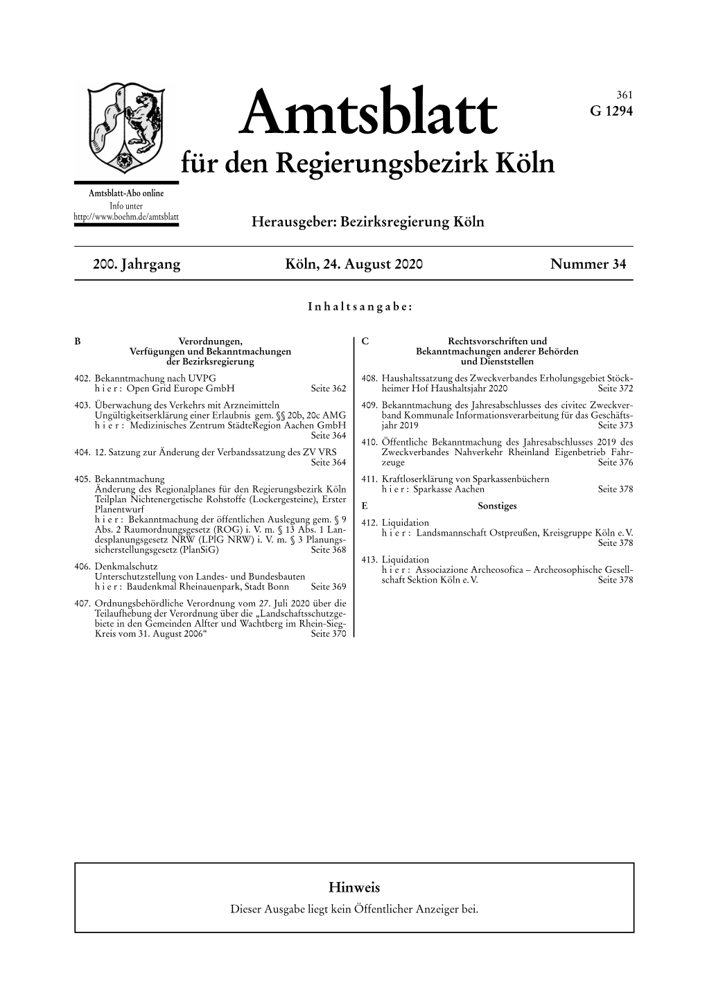 Amtsblatt Ausgabe Nr. 34 2020