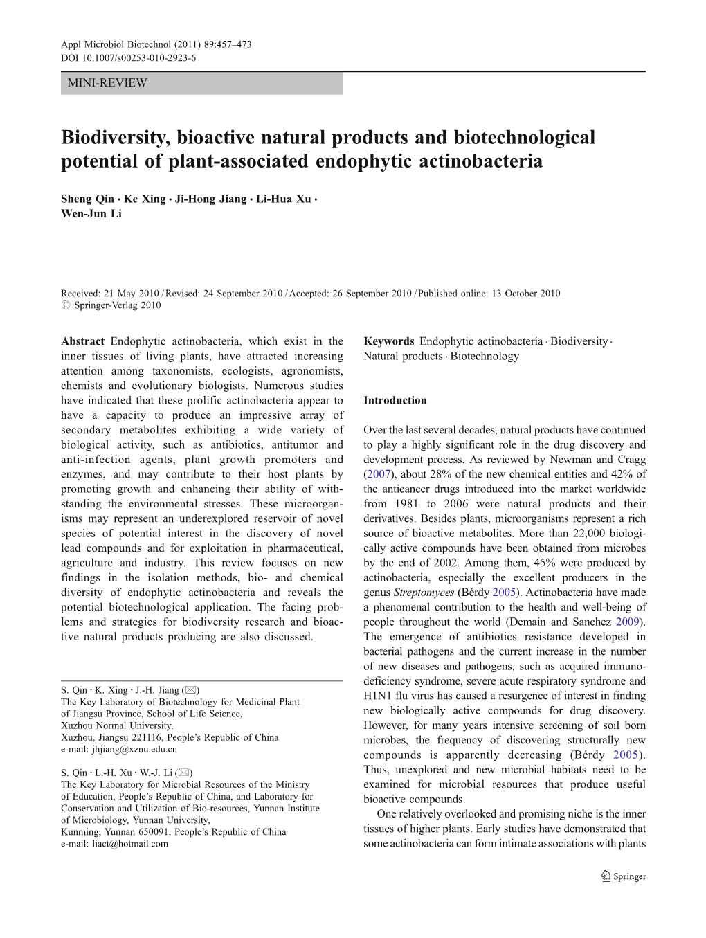 Biodiversity, Bioactive Natural Products and Biotechnological Potential of Plant-Associated Endophytic Actinobacteria