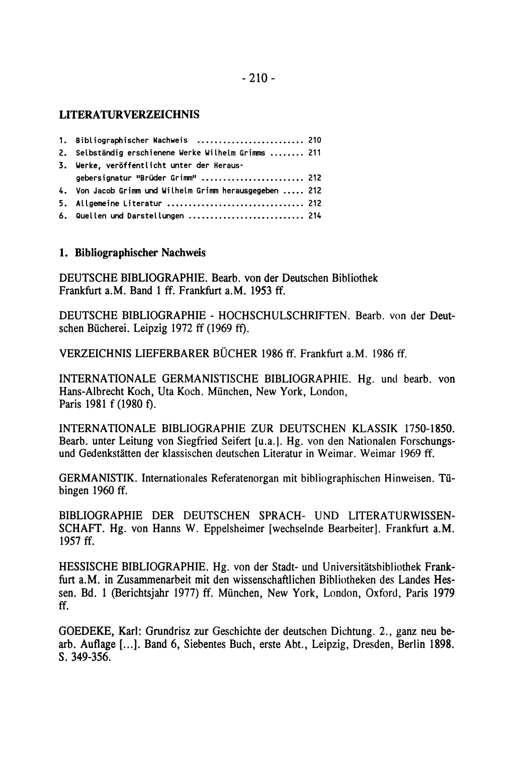 210- Literaturverzeichnis Deutsche Bibliographie