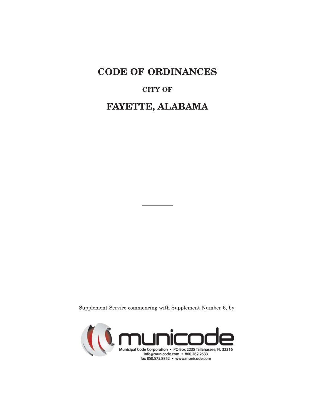 Code of Ordinances Fayette, Alabama