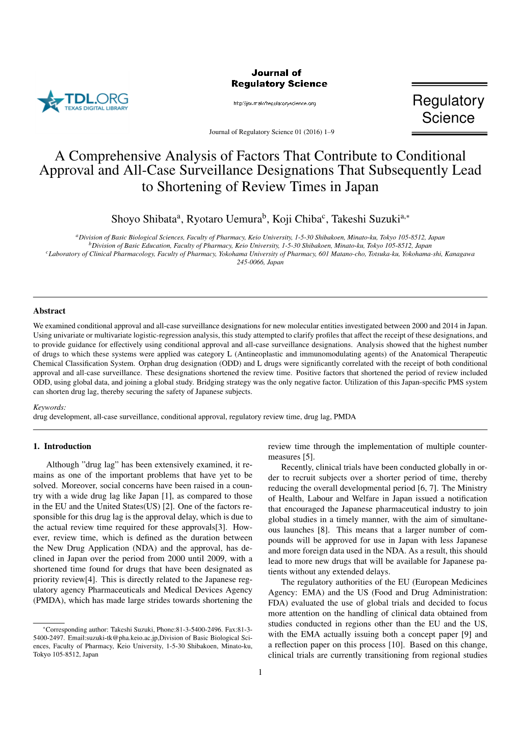 Regulatory Science a Comprehensive Analysis of Factors That Contribute