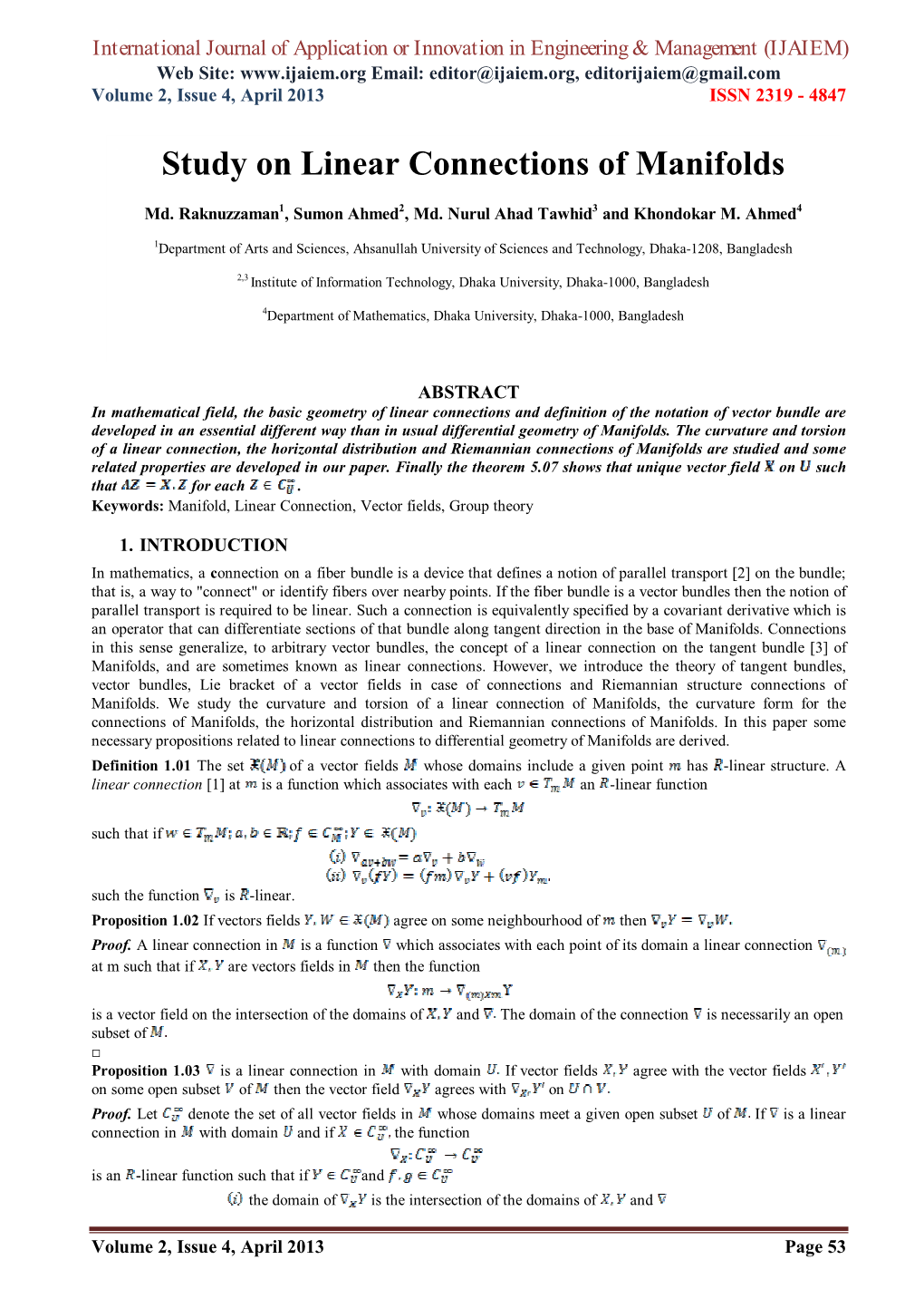 Study on Linear Connections of Manifolds