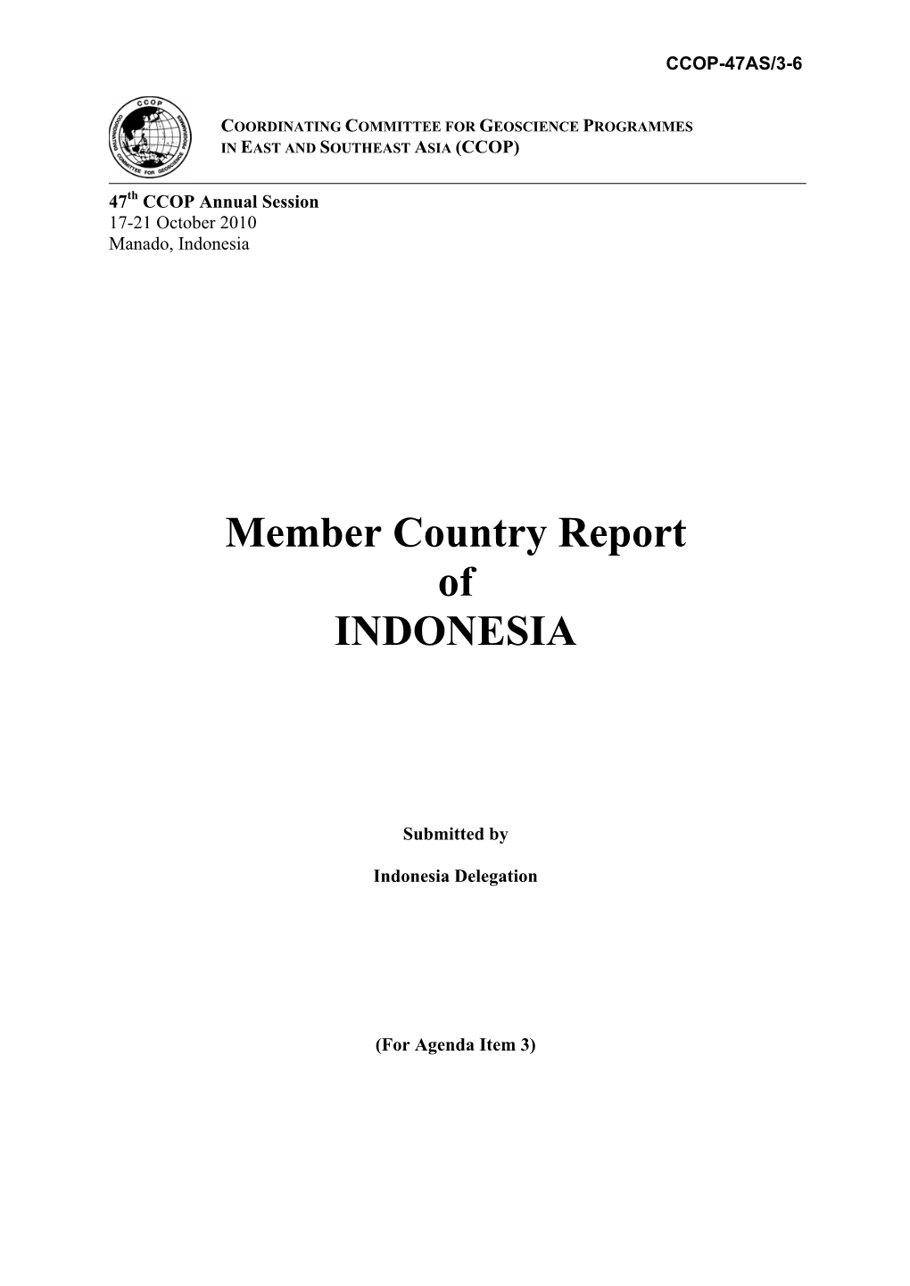 Member Country Report of INDONESIA