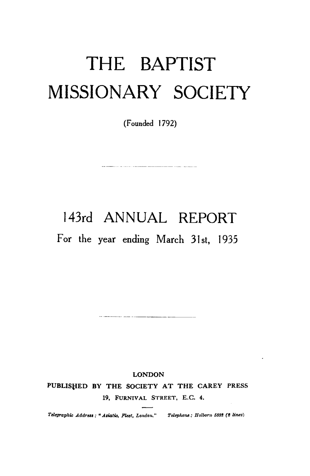 The Baptist Missionary Society