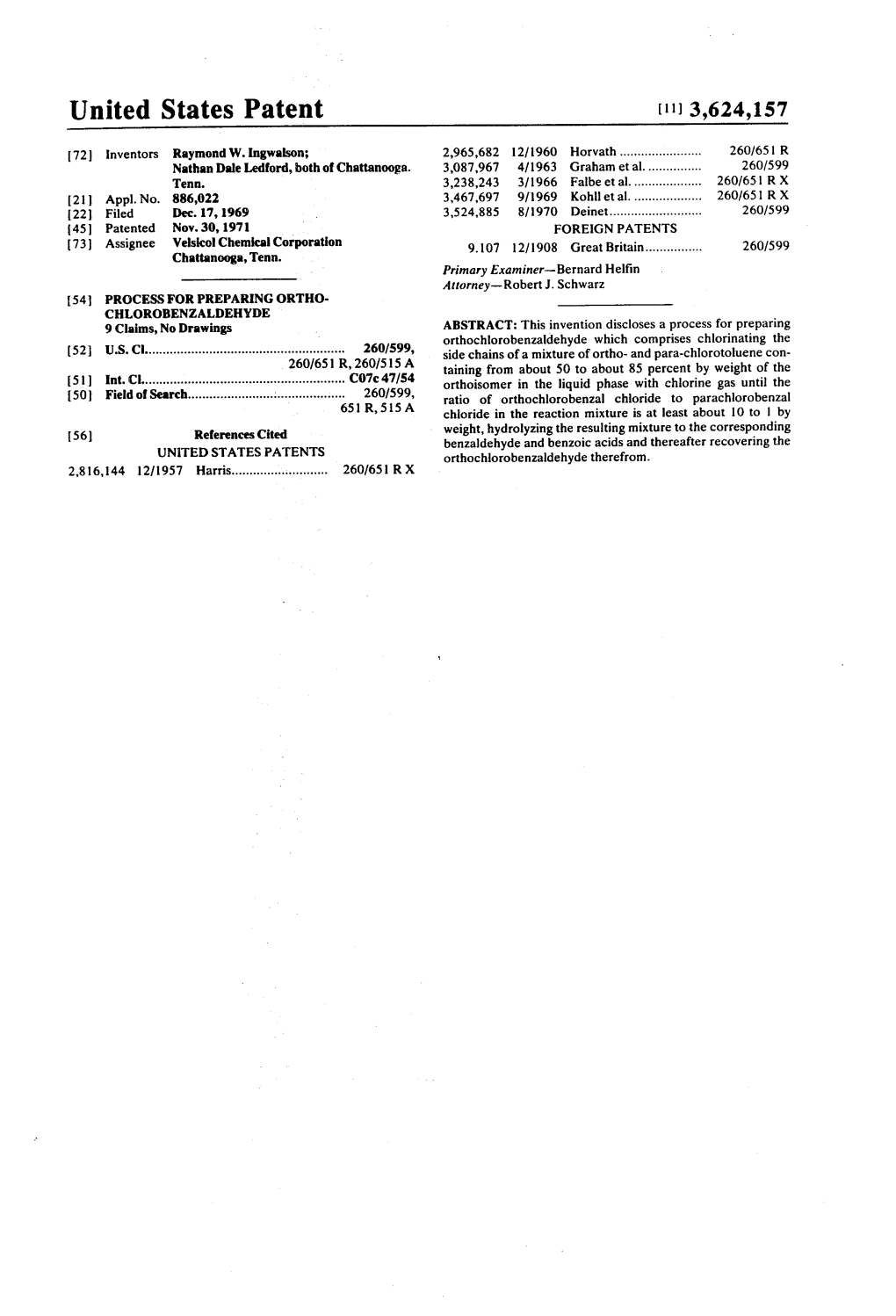 United States Patent (11) 3,624,157