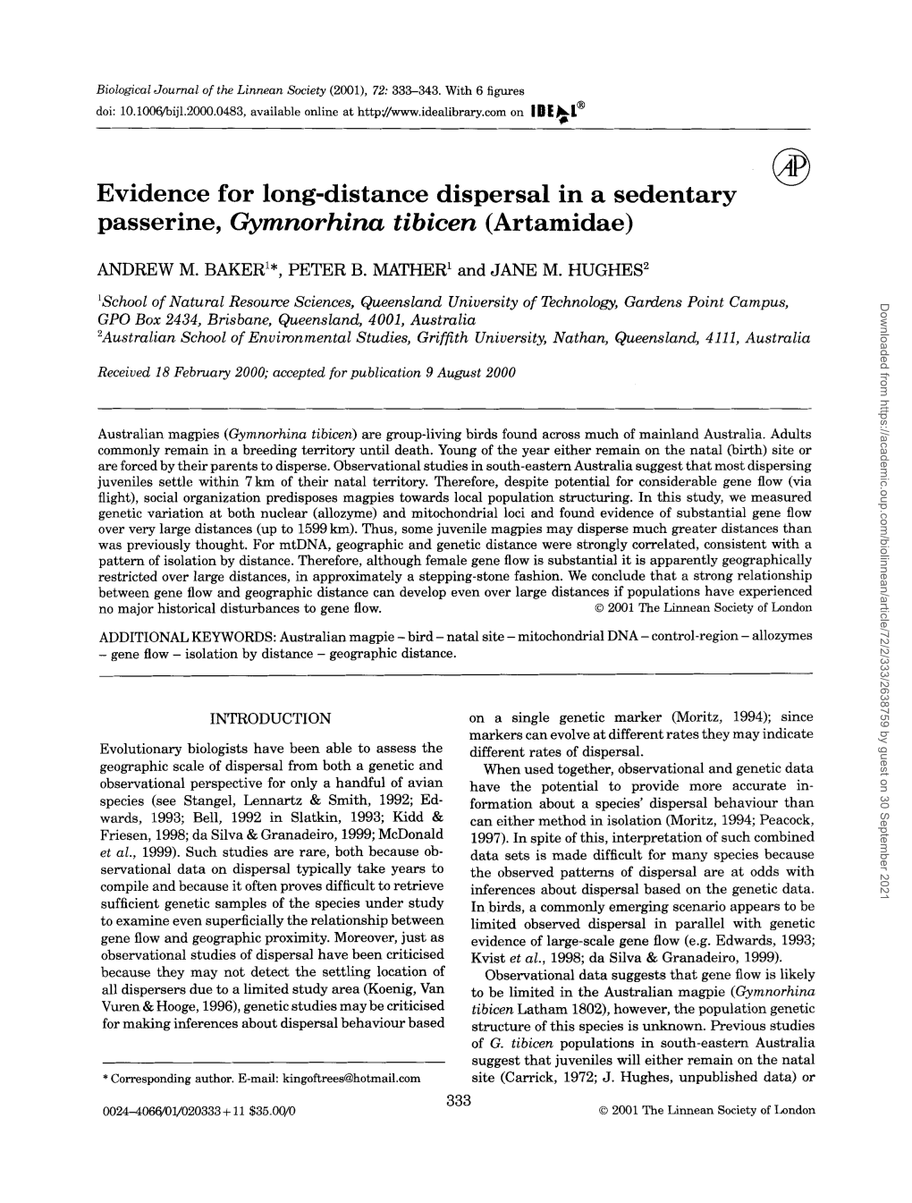 Evidence for Long-Distance Dispersal in a Sedentary Passerine