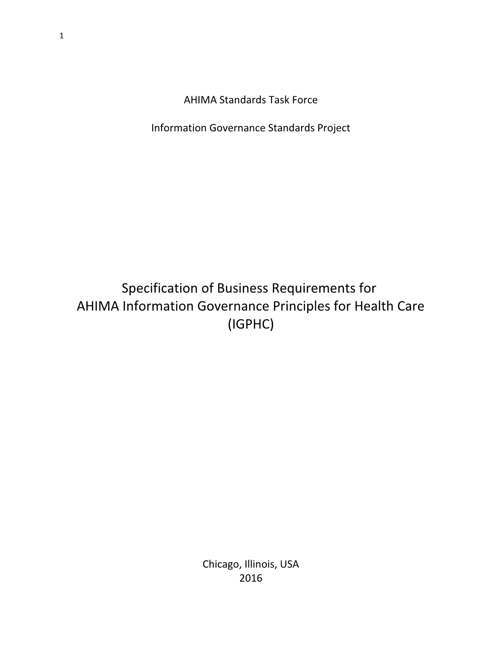 AHIMA Standards Task Force