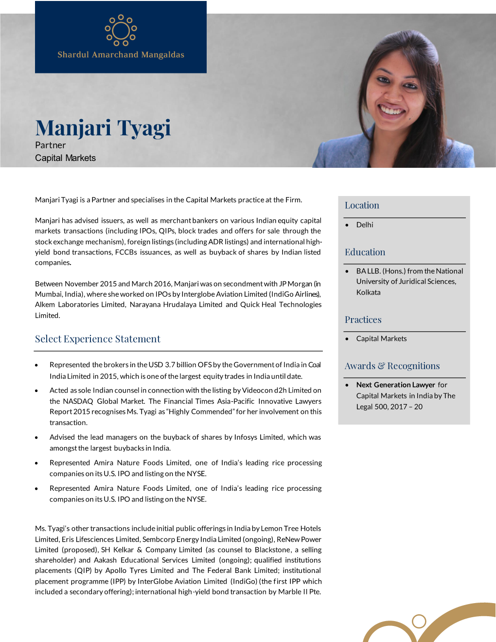 Manjari Tyagi Partner Capital Markets