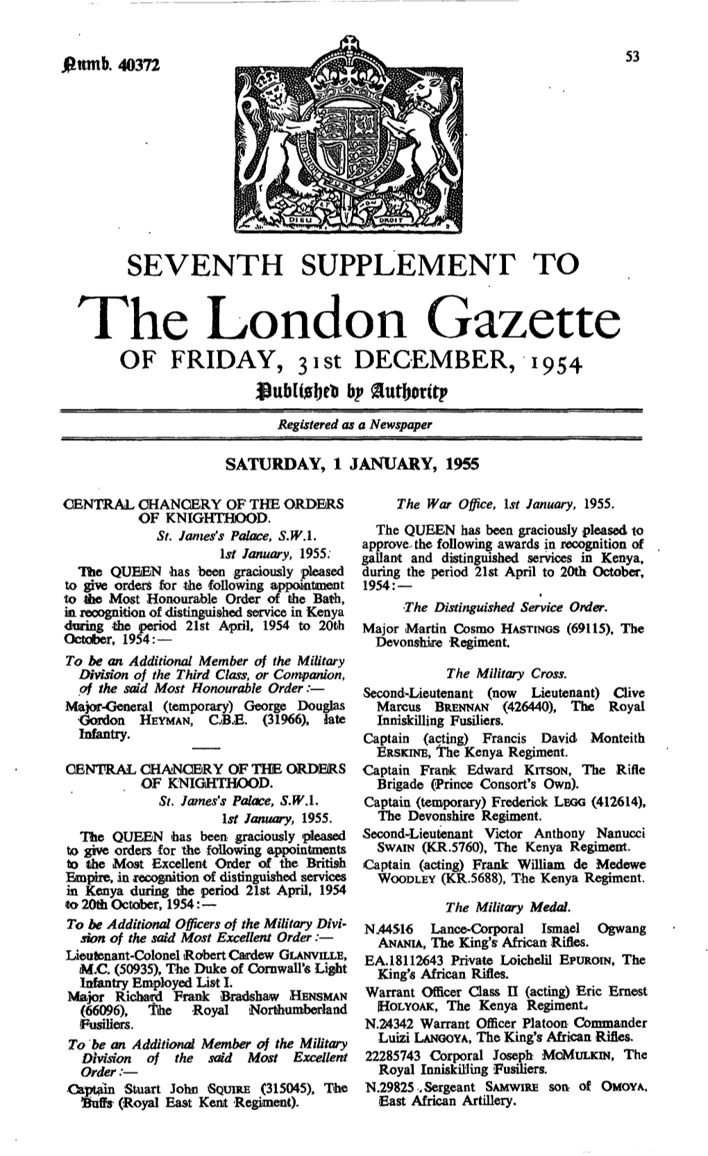 The London Gazette of FRIDAY, 3Ist DECEMBER, 1954 Fhtblij5f)Rt> Bp