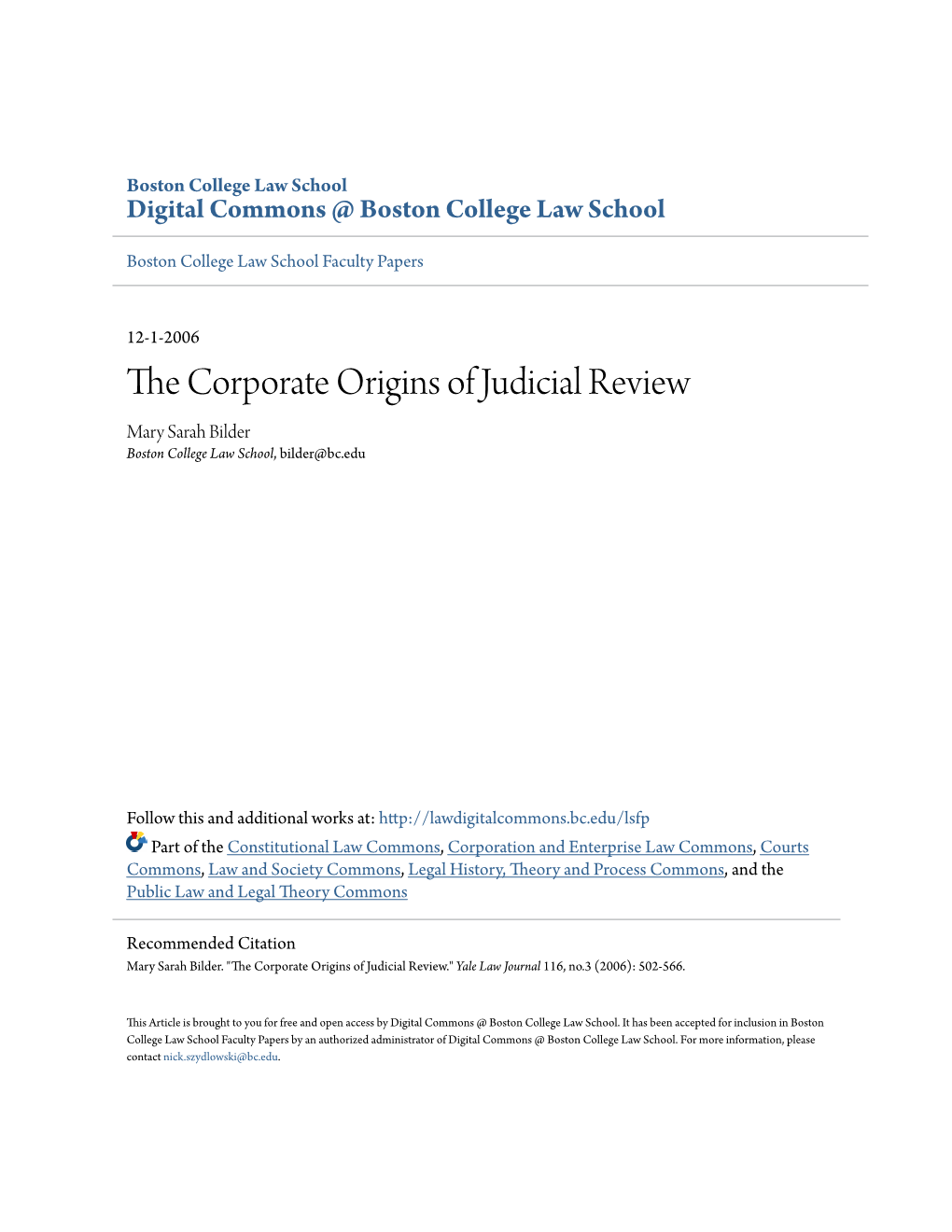 The Corporate Origins of Judicial Review Abstract