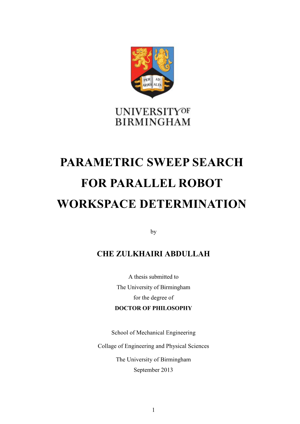 Parametric Sweep Search for Parallel Robot Workspace Determination