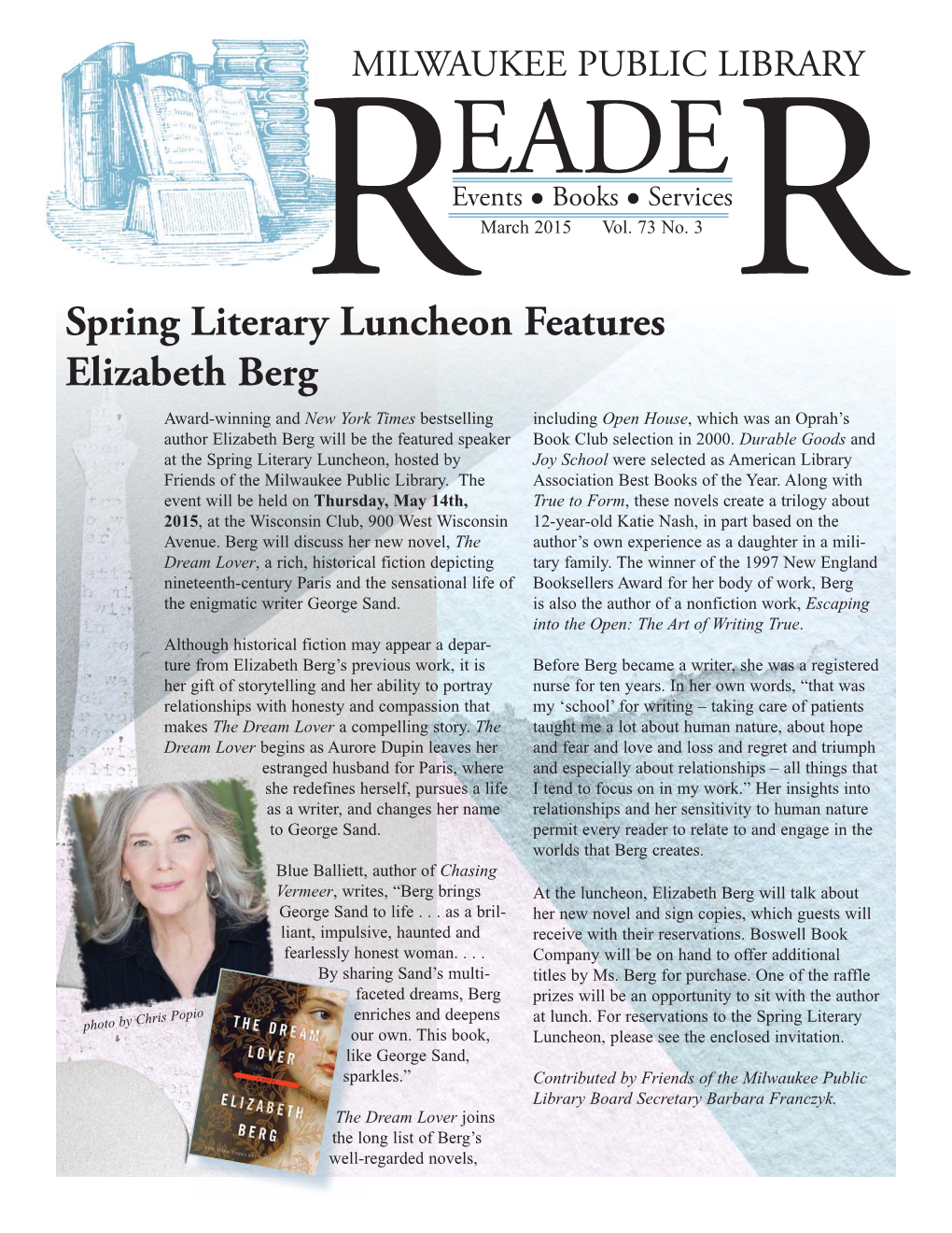 Spring Literary Luncheon Features Elizabeth Berg